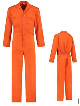 Oranje overall met knopen M (50/52)